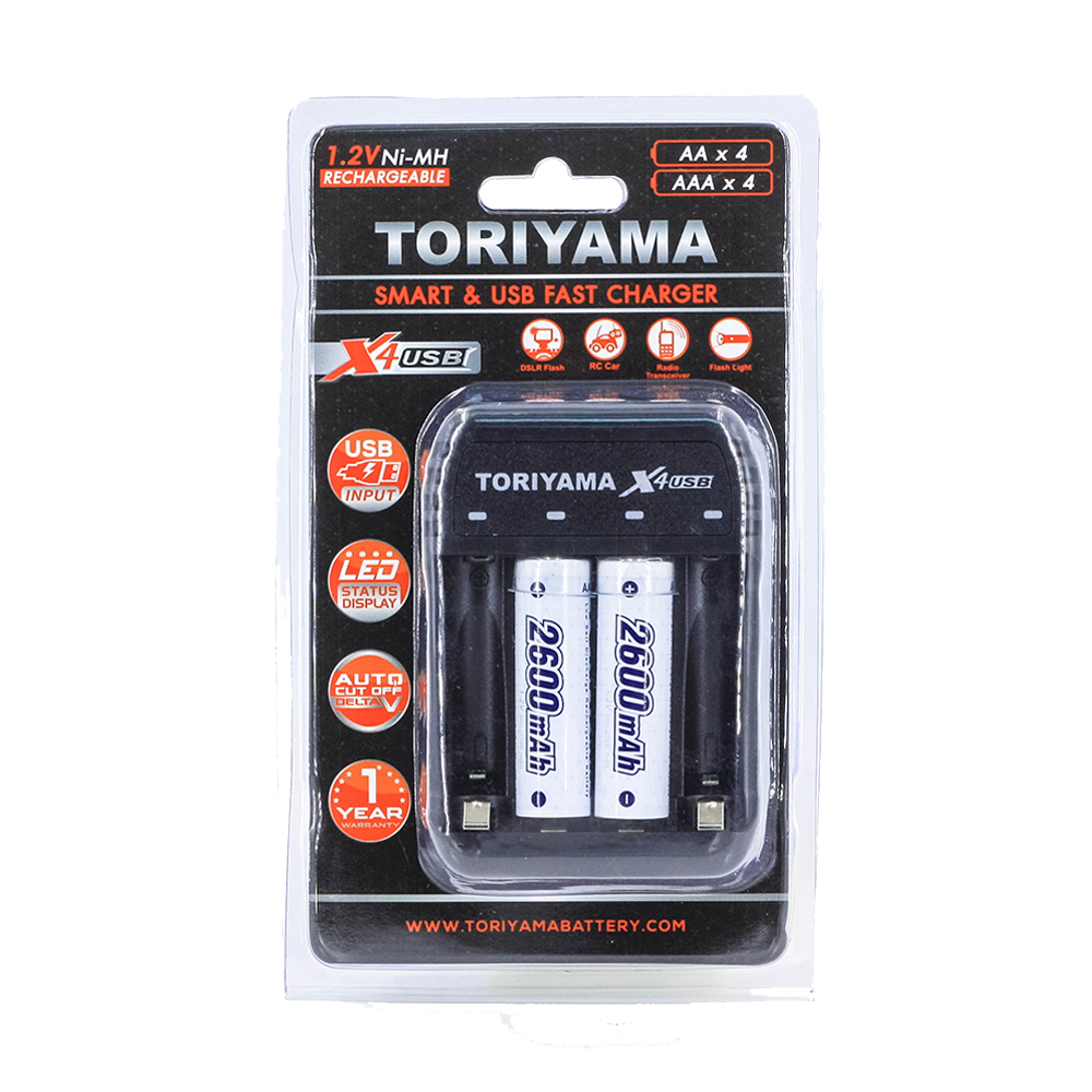 แท่นชาร์จ Toriyama X4 USB Charger+ถ่าน AA1200mAh
