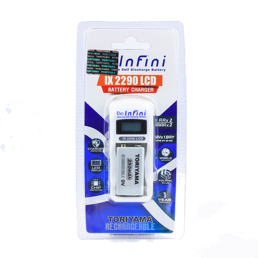 แท่นชาร์จ Infini IX2290 (LCD) +ถ่านชาร์จ 9V 250mAh